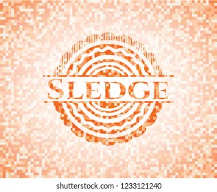 Sledge orange mosaic emblem with background