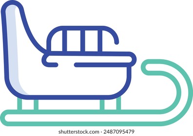 Sledge outline color vector illustration