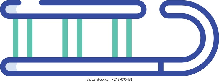 Sledge outline color vector illustration