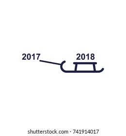 Sledge vector icon, 2018 symbol of New Year's holidays
