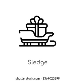 sledge vector line icon. Simple element illustration. sledge outline icon from winter concept. Can be used for web and mobile