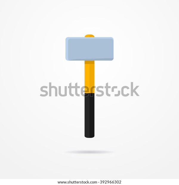 Sledgehammer in flat style. Typical cartoon\
sledgehammer tool. Sledgehammer isolated icon with shadow.\
Sledgehammer vector stock\
illustration.