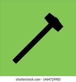 Sledgehammer icon isolated on green background. 