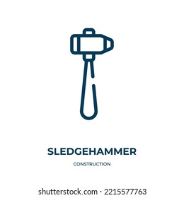 Sledgehammer Icon. Linear Vector Illustration From Construction Collection. Outline Sledgehammer Icon Vector. Thin Line Symbol For Use On Web And Mobile Apps, Logo, Print Media.