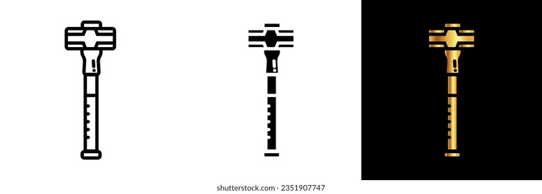 Sledgehammer Icon, an icon representing a sledgehammer, symbolizing power, force, and heavy-duty impact for demolition and construction tasks.