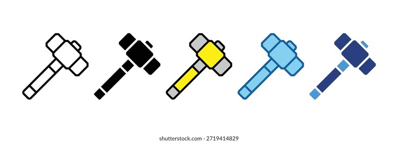 Ícone Sledgehammer Definir Coleção de Vários Estilos