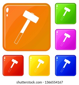 Sledgehammer icons set collection vector 6 color isolated on white background
