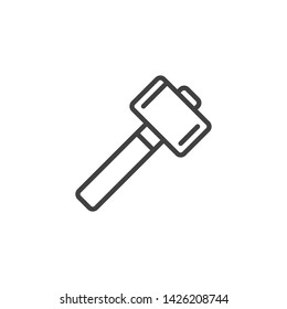 Sledgehammer line icon. linear style sign for mobile concept and web design. Wooden mallet, hammer outline vector icon. Symbol, logo illustration. Vector graphics