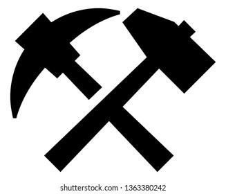 Sledgehammer Pickaxe Tools Vector Icon