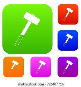 Sledgehammer set icon color in flat style isolated on white. Collection sings vector illustration