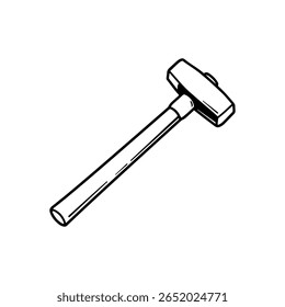 Sledgehammer silhueta ícone vetor ilustração plana no fundo branco.