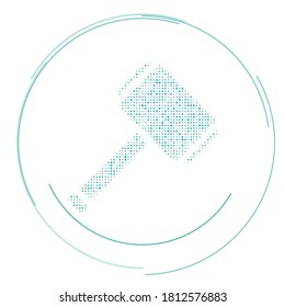 The sledgehammer symbol filled with teal dots. Vector illustration on white background