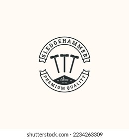 sledgehammers vintage logo vector minimalist illustration design, sledgehammers symbol design