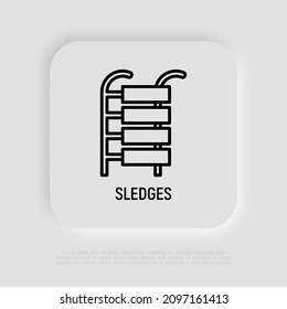 Sledges thin line icon. Winter entertaiment. Modern vector illustration.