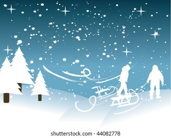 Sledging on snow
