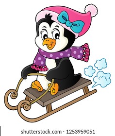 Sledging penguin theme image 4 - eps10 vector illustration.