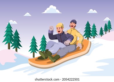 sleeding together -  Winrter Activity