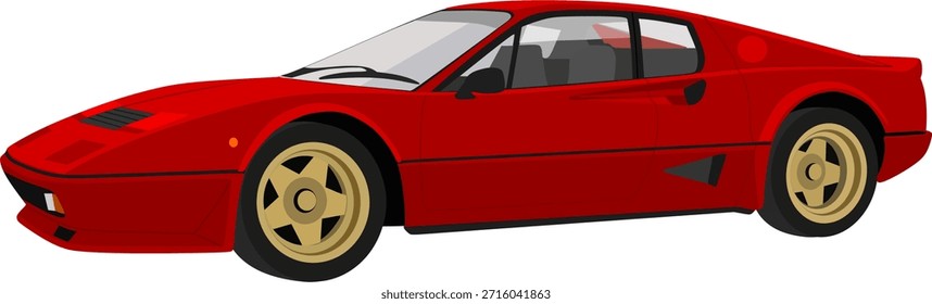 Elegante ilustración de supercoche de motor medio rojo de los años 80