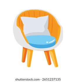 Un elegante icono 2d de silla con cojines