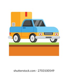 Sleek 2d style icon of parcel delivery courier vehicle