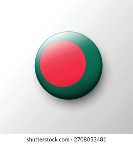 A sleek 3D button featuring the Bangladesh flag with its dark green field and bold red circle. Ideal for cultural visuals, education, global projects, and modern design themes.