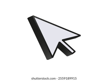 A sleek 3d mouse cursor icon with a bold black outline, ideal for tech or design themes.