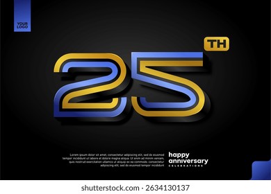 Sleek 3D Number 25 Design in Blue and Gold for Modern Anniversary Celebration on Dark Background
