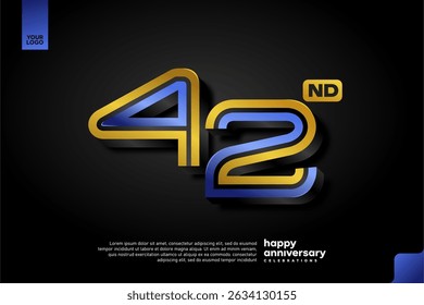 Sleek 3D Number 42 Design in Blue and Gold for Modern Anniversary Celebration on Dark Background