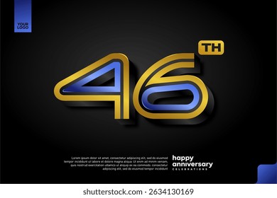 Sleek 3D Number 46 Design in Blue and Gold for Modern Anniversary Celebration on Dark Background