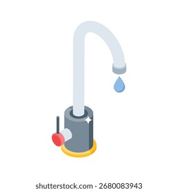 Elegante icono de estilo 3d de grifo de agua cromada