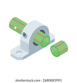Elegante icono de estilo 3d de montaje de silla de montar de tubería