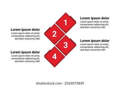 Sleek 4-Step Infographic Template with Marketing Concepts and Stylish Square Elements for Business Strategies