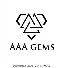 Elegante AAA Gems Logo Design com símbolo de diamante abstrato e tipografia elegante mostrando luxo e sofisticação