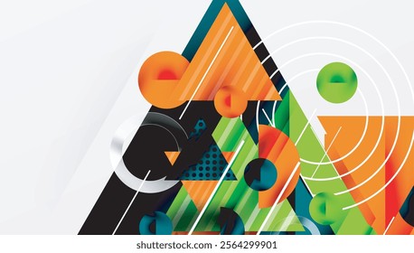 Sleek abstract background - layered triangles with vibrant gradient tones. Semi-transparent shapes add depth and contemporary aesthetic