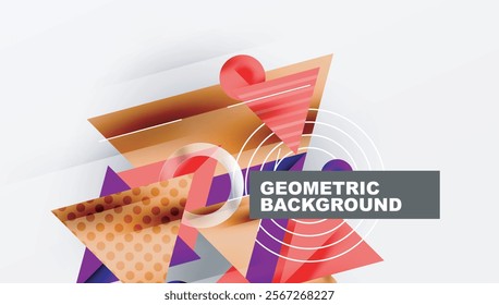 Sleek abstract background - layered triangles with vibrant gradient tones. Semi-transparent shapes add depth and contemporary aesthetic