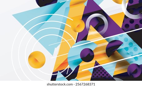 Sleek abstract background - layered triangles with vibrant gradient tones. Semi-transparent shapes add depth and contemporary aesthetic