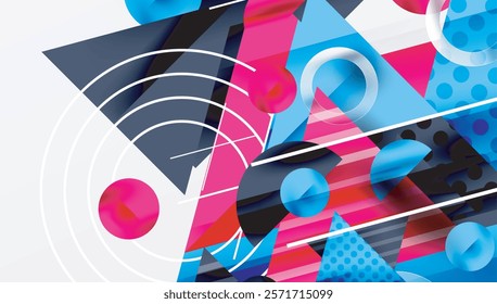 Sleek abstract background - layered triangles with vibrant gradient tones. Semi-transparent shapes add depth and contemporary aesthetic