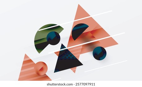 Sleek abstract background - layered triangles with vibrant gradient tones. Semi-transparent shapes add depth and contemporary aesthetic