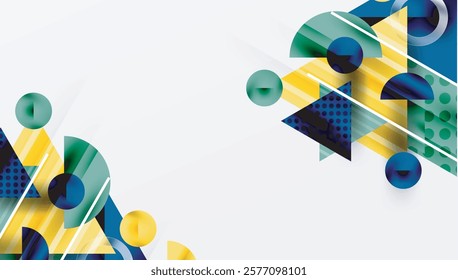 Sleek abstract background - layered triangles with vibrant gradient tones. Semi-transparent shapes add depth and contemporary aesthetic