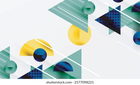 Sleek abstract background - layered triangles with vibrant gradient tones. Semi-transparent shapes add depth and contemporary aesthetic