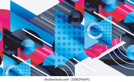 Sleek abstract background - layered triangles with vibrant gradient tones. Semi-transparent shapes add depth and contemporary aesthetic