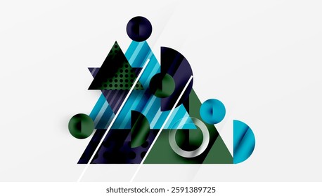 Sleek abstract background - layered triangles with vibrant gradient tones. Semi-transparent shapes add depth and contemporary aesthetic