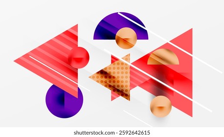 Sleek abstract background - layered triangles with vibrant gradient tones. Semi-transparent shapes add depth and contemporary aesthetic