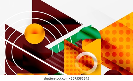 Sleek abstract background - layered triangles with vibrant gradient tones. Semi-transparent shapes add depth and contemporary aesthetic