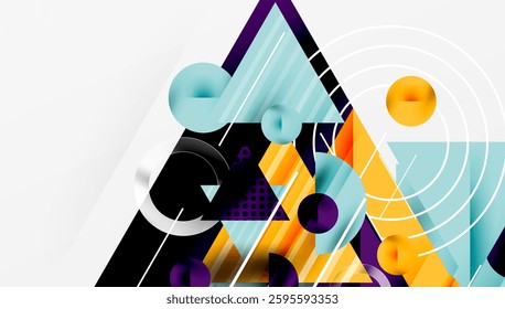 Sleek abstract background - layered triangles with vibrant gradient tones. Semi-transparent shapes add depth and contemporary aesthetic