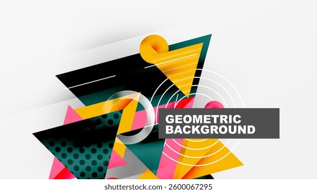 Sleek abstract background - layered triangles with vibrant gradient tones. Semi-transparent shapes add depth and contemporary aesthetic