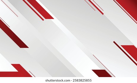 Sleek abstract background with red and white diagonal geometric shapes on a gradient gray backdrop.

