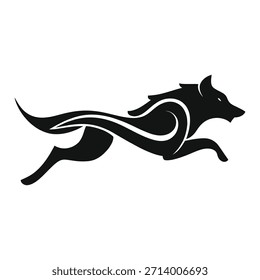Logo de Perfil de running de lobo negro Abstractas elegante