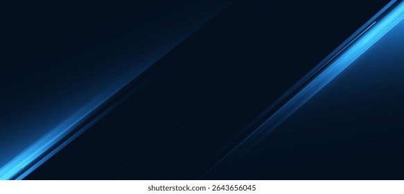 Sleek Abstract Blue Lines on Dark Background with Modern Tech Digital Design