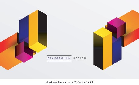 Sleek abstract design featuring isometric 3D blocks in a clean, modern composition. Perfect for tech-inspired themes, with vibrant colors and geometric precision